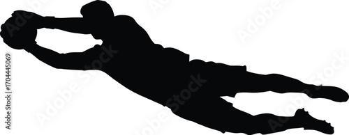 Vector art of goalkeeper diving silhouette