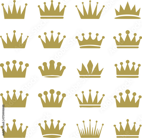 20 premium gold crown vector icons pack for royal crest emblem design ai eps jpeg png luxury brand identity resources