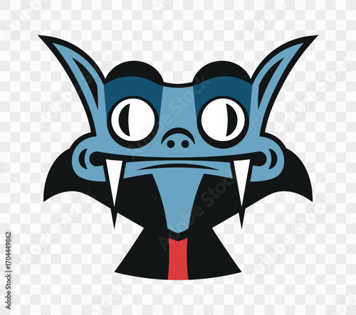 Cartoon Vampire Face Vector Illustration for Halloween. Children's vector illustration