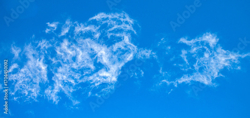 wispy white clouds in a blue sky