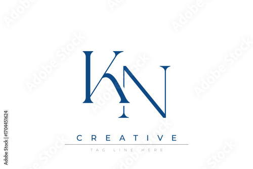 Blue stylized letters KN combined in a modern design on a clean white background, evoking professionalism and creativity. Ideal for branding, business identity, and corporate representation concepts.