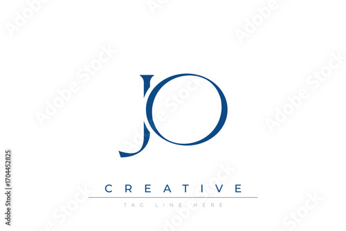 Blue stylized letters JO combined in a modern design on a clean white background, evoking professionalism and creativity. Ideal for branding, business identity, and corporate representation concepts.