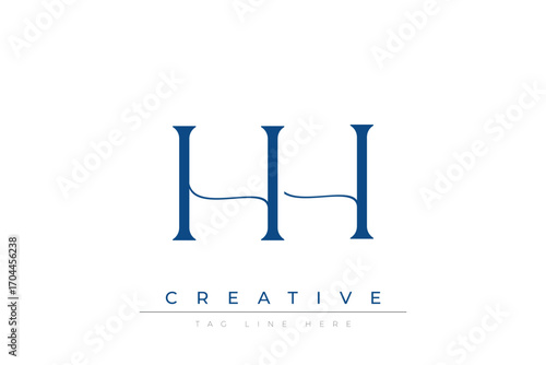 Blue stylized letters HH combined in a modern design on a clean white background, evoking professionalism and creativity. Ideal for branding, business identity, and corporate representation concepts.