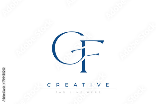 Blue stylized letters GF combined in a modern design on a clean white background, evoking professionalism and creativity. Ideal for branding, business identity, and corporate representation concepts.