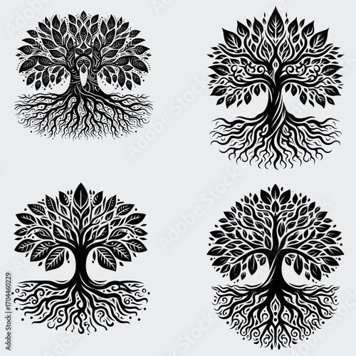 Celtic Tree Vector SVG Bundle, Celtic Tree SVG, Family, Nature, Family Tree SVG