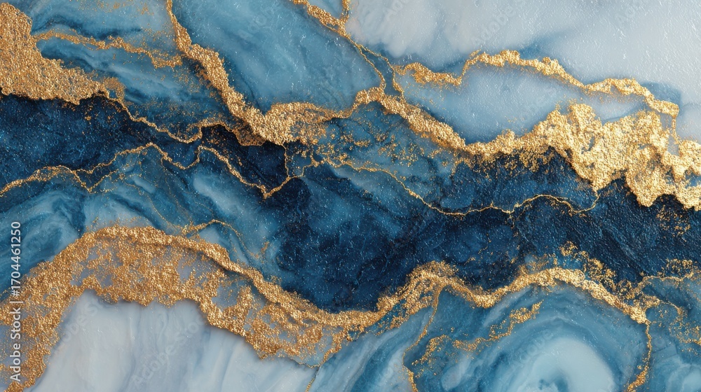 Fototapeta premium abstract marble texture with gold veins flowing through blue surface luxury background design elegant pattern for interior decor wallpaper art design gemstone or precious stone