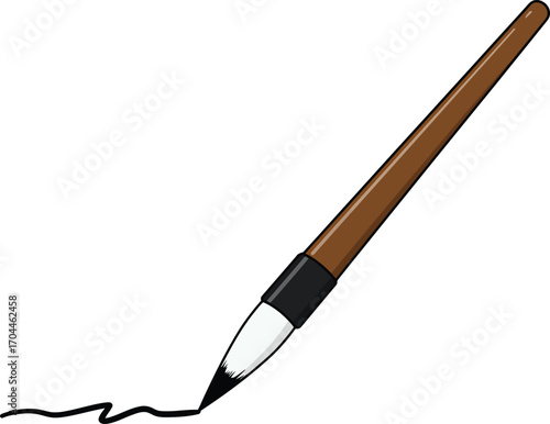 Artistic oriental calligraphy brush with a bold black stroke, perfect for design projects related to Asian culture, history, and creative expression.