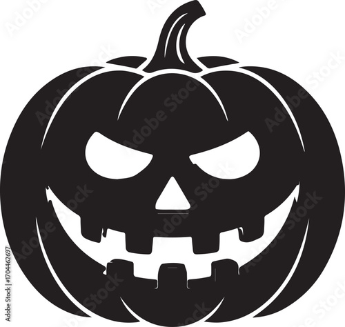 Black spooky jack o lantern carved pumpkin halloween