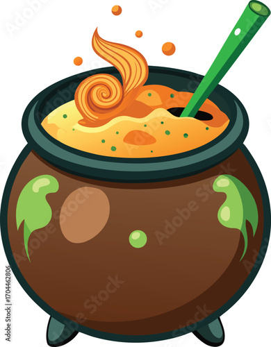 Witch Pumpkin Spice Latte Magical Potion in Cauldron