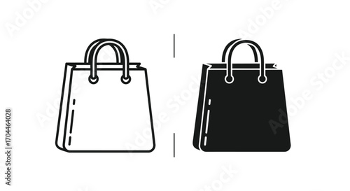 Line art and solid shopping bag icons.