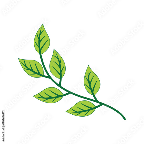 Delicate hand drawn leaves gracefully adorning a slender branch perfect for nature themed designs