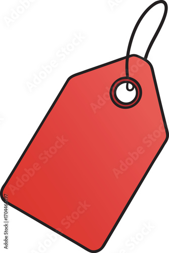 Blank red price tag with string for retail and sale promotions