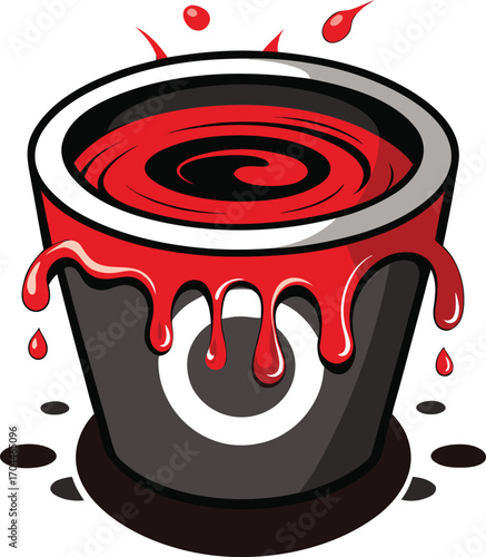 Dark Americano Halloween Red Paint Bucket Swirl Design