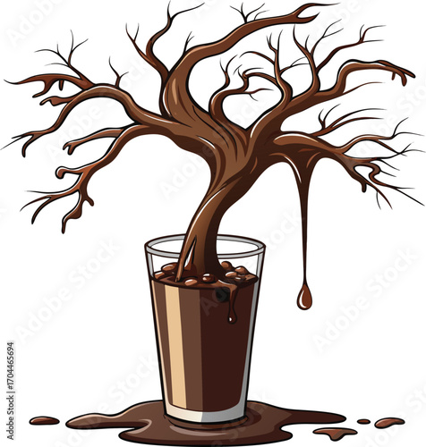 Haunted Mocha Drink Chocolate Tree in Glass Dripping