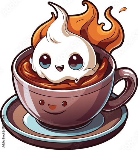 Ghost Hot Chocolate Cup Cute Marshmallow in Hot Cocoa