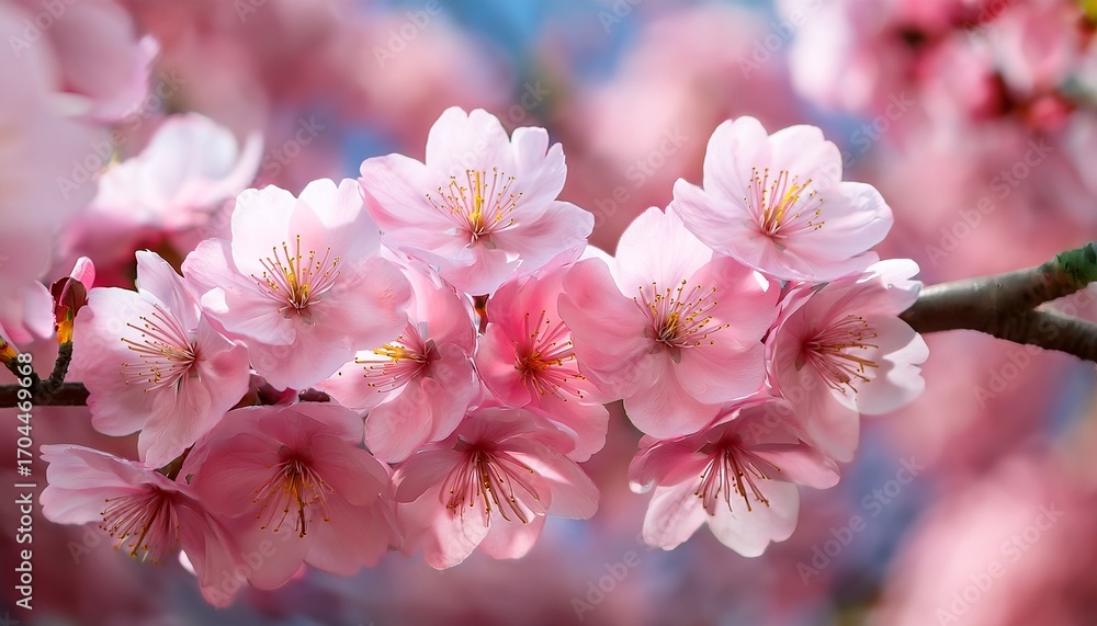Obraz premium Delicate Pink Cherry Blossoms In Full Bloom Spring Floral Photography