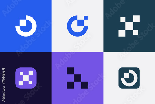 Modern Tech Logo Bundle - Abstract Geometric Technology Brand Identity Vector Set