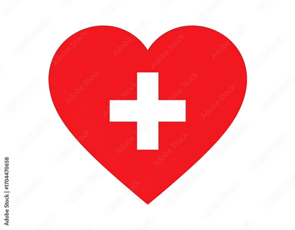 Obraz premium Red heart with white cross