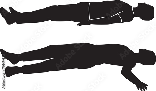Three figures lying down in silhouette showing different poses and positions