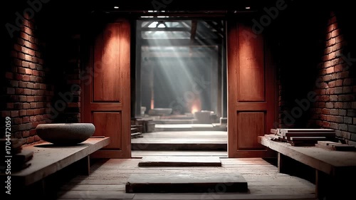 Wallpaper Mural Quiet Space in Brick Workshop Under Sunlight Torontodigital.ca