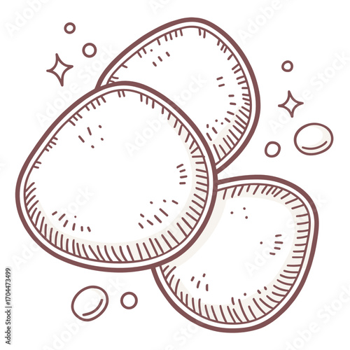 Makeup remover pads in a simple line drawing style with sparkles  