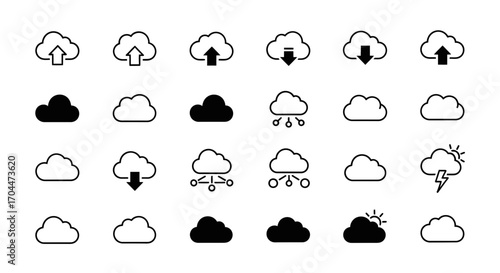 Weather Symbols for Digital Design, Vector Graphics, Minimalist Style, Creative Environment