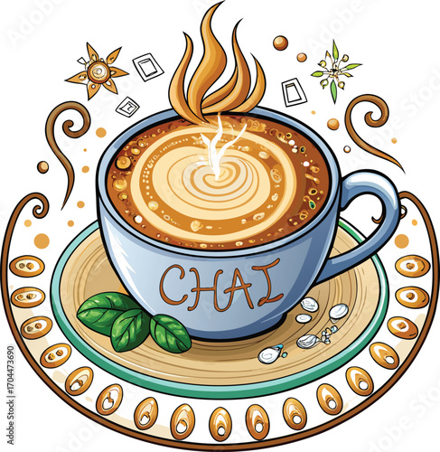 Witch Brew Chai Aromatic Chai Latte Cup Art