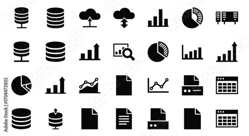 Data Analysis Icons, Business Growth, Financial Charts, Graphic Design, Digital Environment