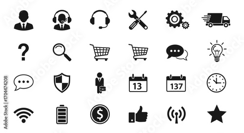 Tools, Support, and Communication Elements in Vector Format