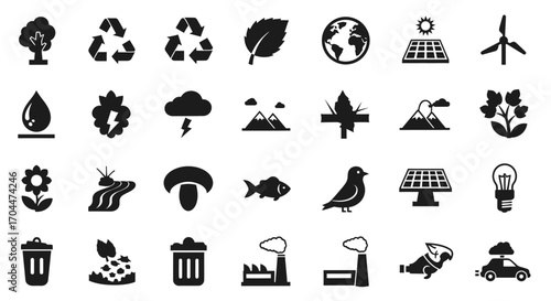 Eco-Friendly Icons, Environmental Awareness, Sustainability, Graphic Design, Digital Art, Visual Communication