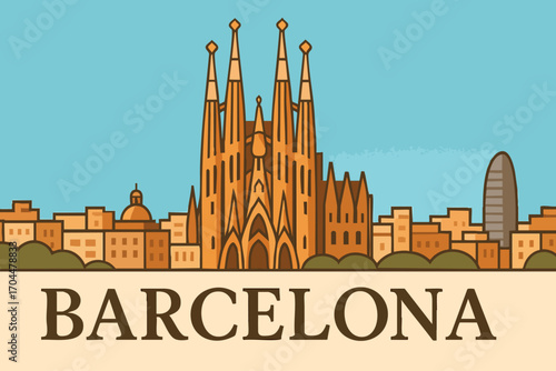 Sagrada Familia from Barcelona Skyline