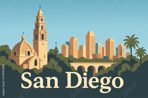 Wallpaper Mural San Diego Skyline from Balboa Park Torontodigital.ca