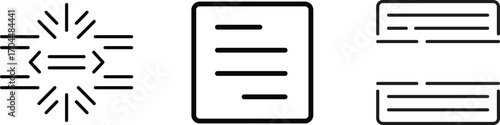 Centered Text Lines Icon Set – Minimal, Modern, Flat, Clean, Digital, Typography Vector