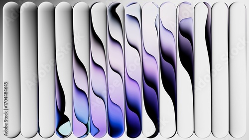 3d rendering of an illustration of a violet gradient refracted in rippled glass. Abstract background