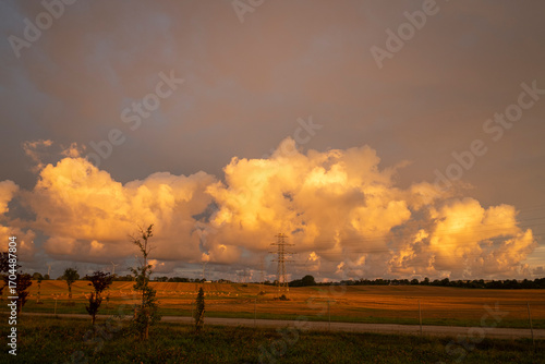Intensive yellow and orange colours of a morning sky at about 6 o'clock. 