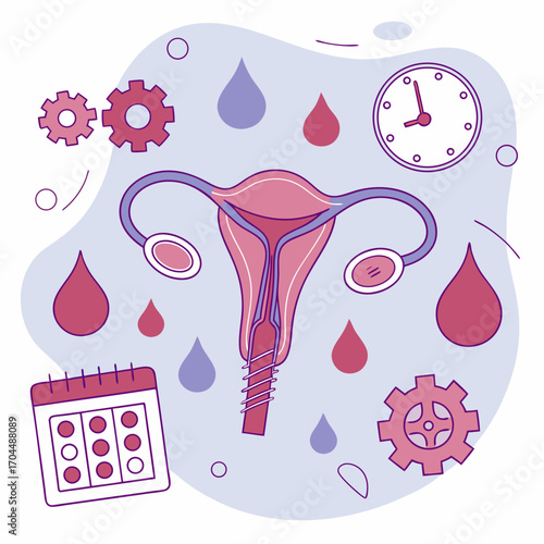 Visualize reproductive health and menstrual cycle tracking with modern, conceptual healthcare icons and symbols.