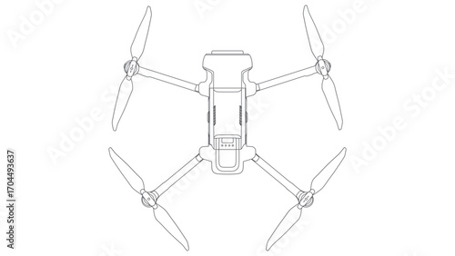 Drone FPV Line Stroke. Drone Vector Isolated. White Background. NEW 1004