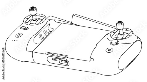 Controle Drone FPV Line Stroke. FPV Glasses. Drone Vector Isolated. White Background. New 1005	