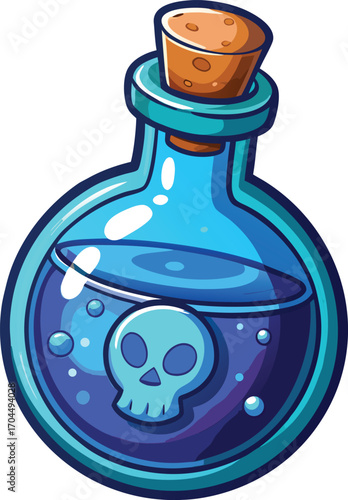 Spooky Rum Drink Poison Bottle Skull Cartoon Graphic