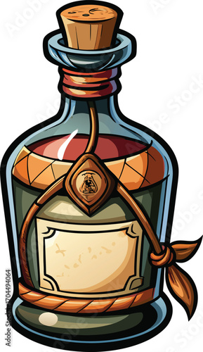 Witch Gin and Tonic Antique Potion Bottle Cartoon Design