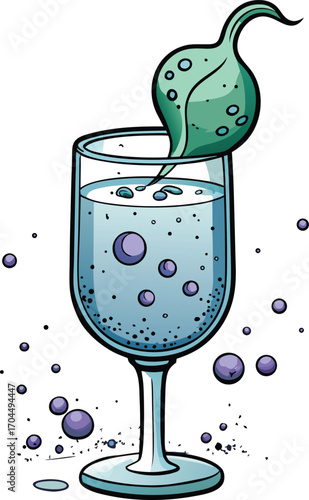 Witch Gin and Tonic Sparkling Blueberry Cocktail Glass