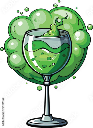 Witch Gin and Tonic Green Potion Fizzy Drink Glass