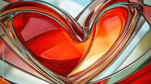 Abstract red orange glass heart art