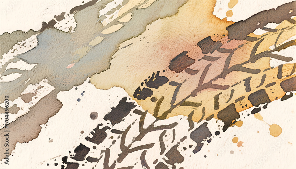 Naklejka premium Abstract watercolor art depicting tire tracks on textured background 