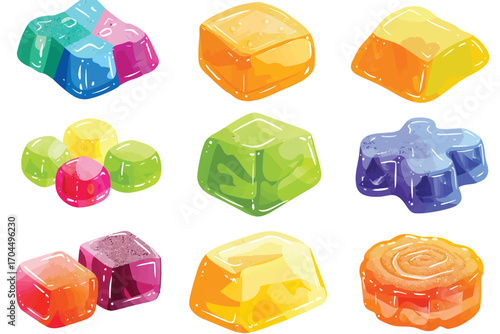 gummy candies coated in sugar isolated illustration