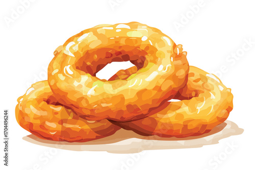 crispy onion rings isolated illustration