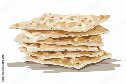 stacked pile of crispy saltine crackers isolated illustration