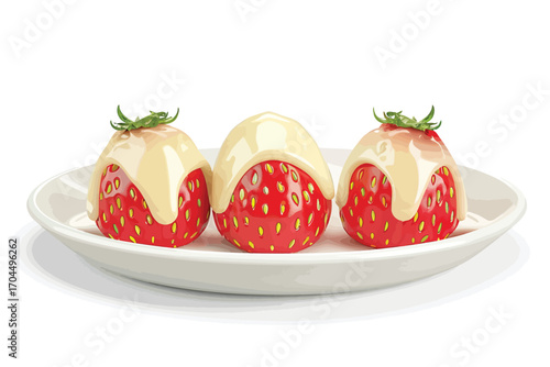 strawberries dipped in white chocolate isolated illustration