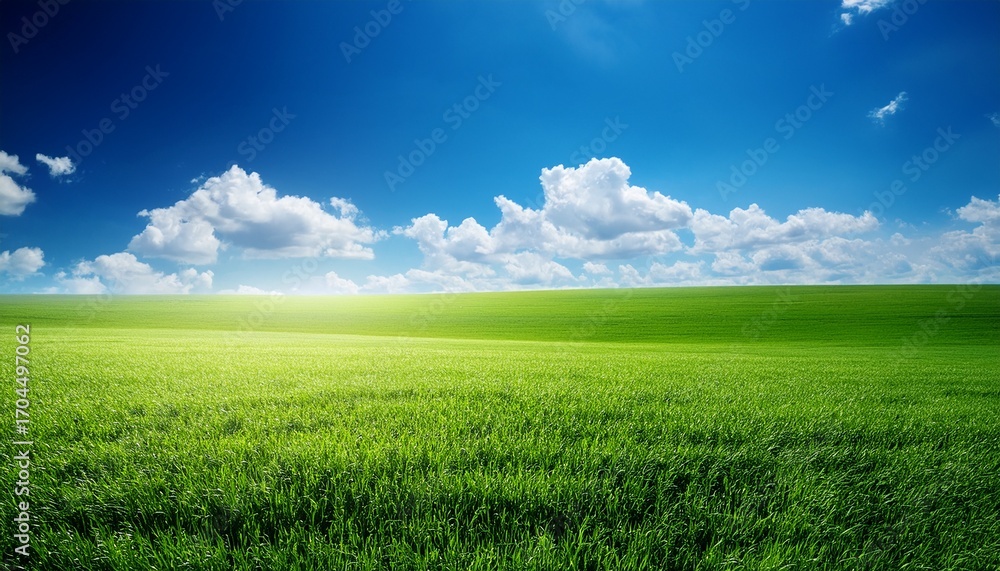 Obraz premium Green Field Under Blue Sky