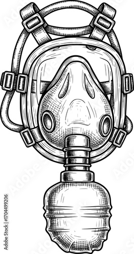 Oxygen mask icon with hand-drawn style